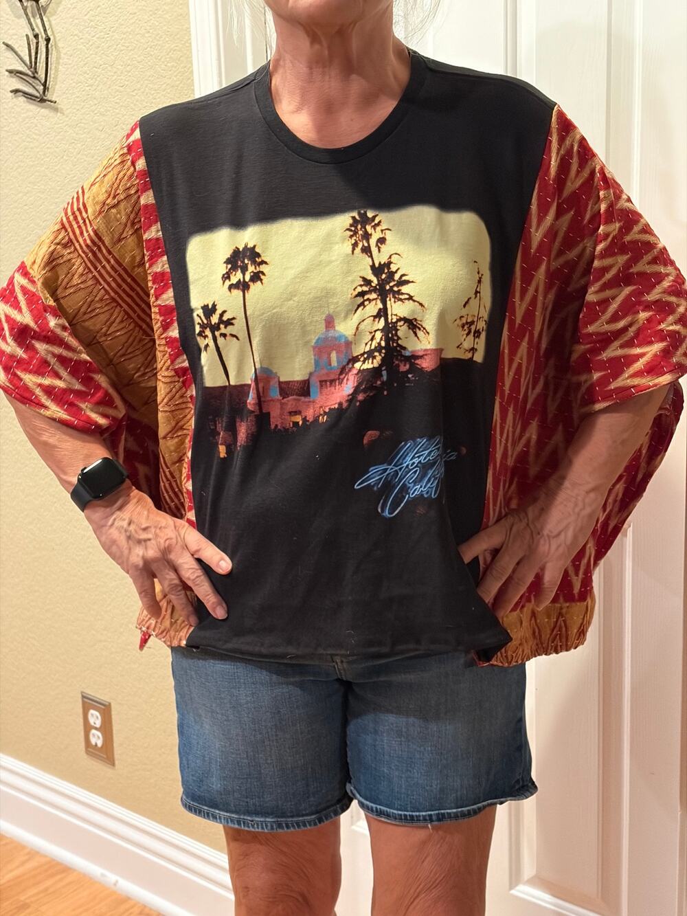 Eagles Hotel California Upcycled Kantha Tunic Top Shirt OS Boho